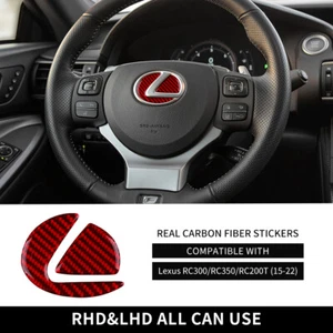 Cubierta central del volante roja de fibra de carbono para Lexus RC300 RC350 RC200T 15-22 - Imagen 1 de 6