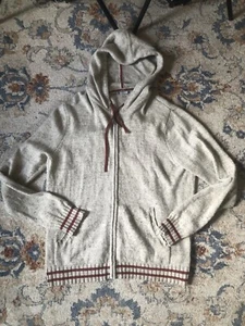 Men’s Smartwool Jacket Beige Full Zip Merino Wool Knit Hooded - Picture 1 of 10