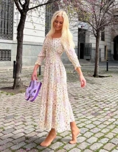 BNWT YAS Women Dress Size 8 Y.A.S Suzanne LS Long Dress Eggnog RRP$179.95 - Picture 1 of 8
