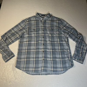 L.L. BEAN Flannel Shirt Plaid Large Blue - Picture 1 of 9