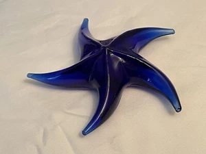 Cobalt Blue Glass Starfish Paperweight 5-3/4” Diameter - Picture 1 of 7