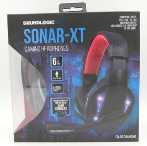 Soundlogic XT Sonar-XT Gaming Headphones w/ LED Lights, 6 Ft Cord, Built In Mic - Picture 1 of 5