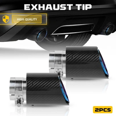 For 5 Series G30 530i 540i 2.5'' Inlet Carbon Fiber PAIR Exhaust Tips Stainless - Image 1 of 4