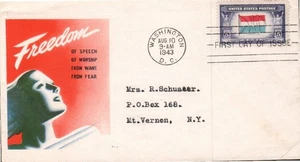 WW2 OVERRUN COUNTRIES - LUXEMBOURG #912 AUG 10 1943 WASHINGTON DC FDC - Picture 1 of 1