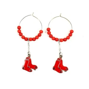 Boston Red Sox MLB Multi Bead Hoop Earrings - Picture 1 of 1