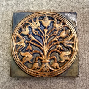 MERCER MORAVIAN Tile Works Blue Corn Stalk 7” x 7” 1998 - Picture 1 of 7