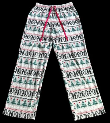Pantalones de pijama Croft & Barrow de piel sintética salón gris Navidad pingüinos - TALLA XS Foto 1 de 4