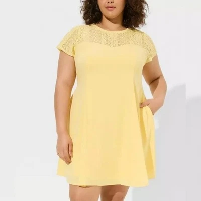 NWT - Torrid Mini Washable Gauze Lace Yoke Trapeze Dress, Size Large - image 1 of 4