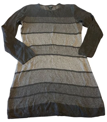Cynthia Rowley Long Sleeve Striped Sweater Dress Gray White Casual Womens XL - Image 1 of 4