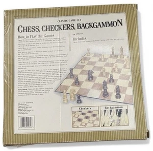 Classic 3-in-1 Game Set – Chess, Checkers & Backgammon | Family Board Game - Picture 1 of 4