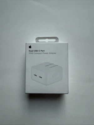 OEM Authentic Apple Dual USB-C Port 35W Compact Power Adapter (MW2H3AM/A) NEW - Image 1 of 2