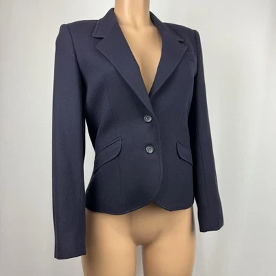 Chaqueta Blazer Vintage The Villager Lana Azul Marino Clásica Ajustada Para Mujer’s Talla 10 Foto 1 de 4