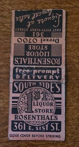 Vintage Streichholzheftchenhülle Südseiten 1. Schnapsladen Rosenthals - Bild 1 von 3