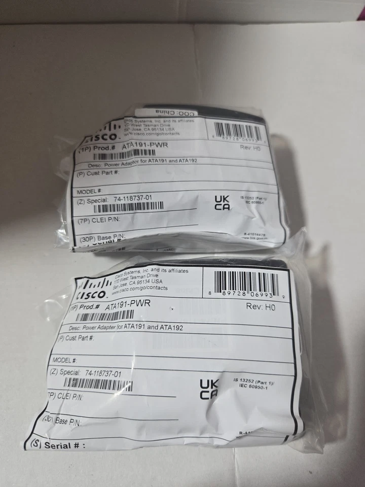 2 X CISCO 12V 1A Power Supply for Cisco ATA191 192 VoIP Adapter OEM - Image 1 of 2