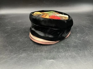 VTG Velvet , Satin, And Feather Pill Box Hat - Picture 1 of 9