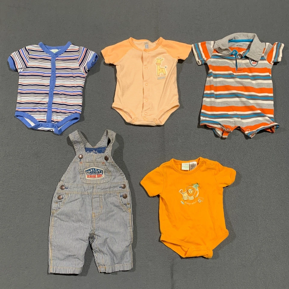 Conjunto de conjunto de 5 piezas para bebé niño mono vintage bodys mamelucos talla 3 meses Foto 1 de 4