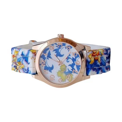 Personalidad Mujer Reloj Cuarzo Analógico Relojes de Pulsera Silicona Estampado Flor l Foto 1 de 4
