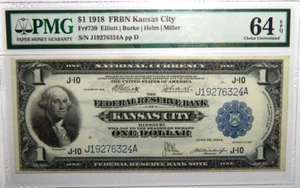 1918 $1 KANSAS CITY DISTRICT FRBN FR#739 PMG CHOICE UNCIRCULATED - 64 EPQ - Picture 1 of 2