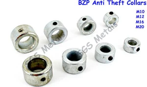 Qty 2 x BZP Anti Theft Collars - M10 M12 M16 M20 - Bar Gate Band & Hook Hinges - Picture 1 of 15