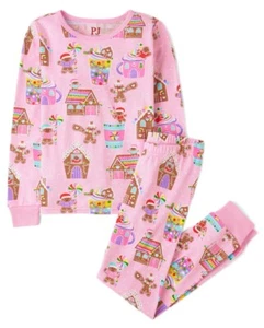 Girl's Gingerbread and Christmas Candies Holiday Cotton Pink Pajama Set - Picture 1 of 21