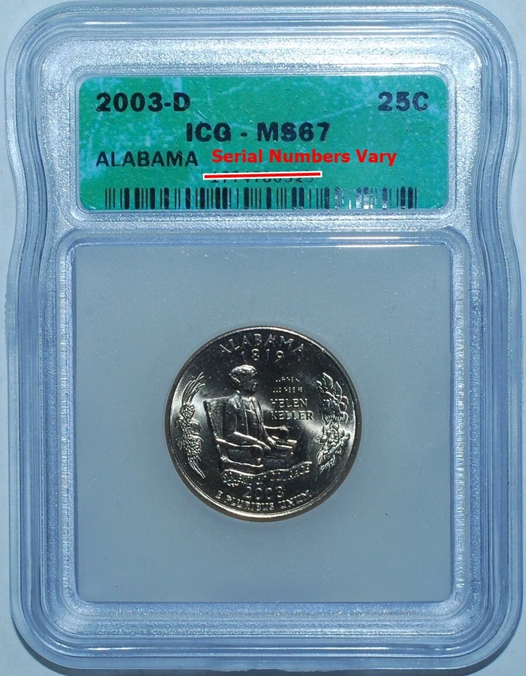 2003 D ICG MS67 Alabama AL State Quarter - Image 1 of 1