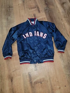 Kids Shiny Blue MLB Indians Sports Jacket, Pre Owned 168 - Picture 1 of 12