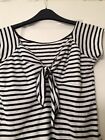 DIVIDED H&M RETRO BLACK/WHITE STRIPPED GYPSY STYLYE SHORT SLEEVES  TOP SIZE 8