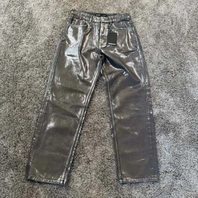 Pantalones de mezclilla holgados metálicos Bershka nuevos con etiquetas talla US 30 fiesta festival Y2K Foto 1 de 4