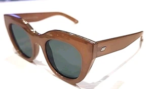 Le Specs Air Heart Brown Oversized Gray Round Cat Eyes Sunglasses - Picture 1 of 7