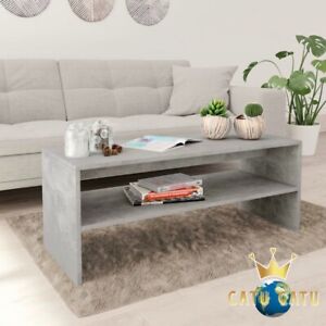Coffee Table With Shelf Open Storage Concrete Effect Accent Table Living Room