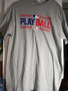 CAMISETA ADULTO PLAY BALL EE. UU. GRIS ROJO BLANCO AZUL RARA GRANDE - Imagen 1 de 4