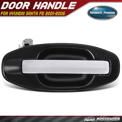 Rear Passenger Chrome & Black Exterior Door Handle for Hyundai Santa Fe 01-06 - Image 1 of 4