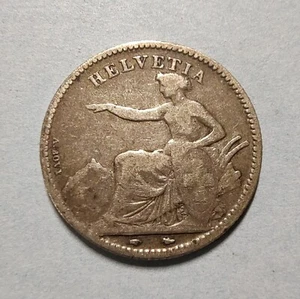 1851A HELVETIA 1 Franc -(RARE) Silver - Picture 1 of 5