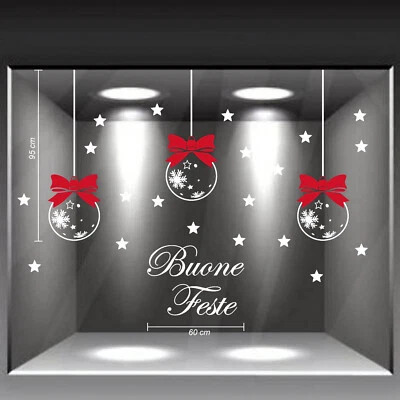 adesivi natalizi allestimento negozi vetrine buon natale buone feste a1088 - Immagine 1 di 4