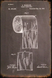 Toilet Paper Patent TP Bathroom Metal Poster Sign - Picture 1 of 2