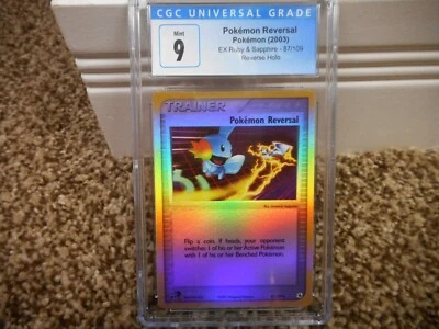 Pokemon Reversal cgc 9 MINT REVERSE HOLO EX Ruby and Sapphire E-Reader 7/109 psa - Image 1 of 3