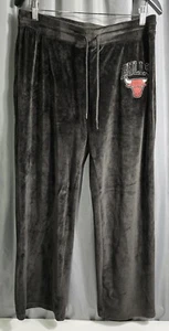 NBA Chicago Velour Lounge Pants Sweats Red Bulls Logo Womens Large Straight Leg - Picture 1 of 7