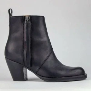 ACNE Studio Women's Pistol Black Leather Side Zip Ankle Boots- Size 9 - Picture 1 of 12