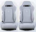 2 X TANAKA GRAY MICRO CLOTH RACING SEAT RECLINABLE + SLIDER FIT FOR FORD F-250 +