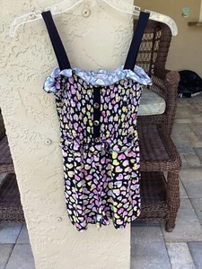Poof Girl New York Size XL Girls Multicolor Romper Black With Multicolor Hearts - Picture 1 of 3