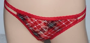 Nuevo con etiquetas Tanga Victoria's Secret Rosa Rojo Floral A Cuadros Tiro Bajo M Mediano - Imagen 1 de 12