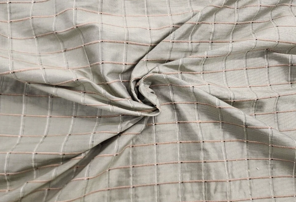 Windowpane Check Woven Designer Fabric - Sold By The Yard - Image 1 of 3