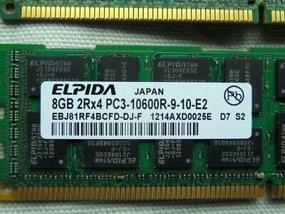 Server or Mac Pro memory—64GB—8 sticks of 8 Gb—PC3-10600 (DDR3-1333) 240 pin - Image 1 of 4