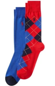 2-PACK-POLO RALPH LAUREN ARGYLE CREW SOCKS -SOCK SIZE 10-13, SHOES SIZE 6-12 ½ - Picture 1 of 4
