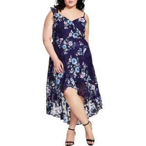 BCX Plus Size Ruffled Asymmetrical High-Low Dress MSRP $79 Size 1X # 12A 2060 Bl - Picture 1 of 5