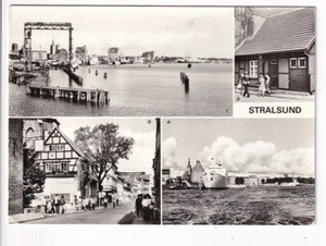 antica cartolina Stralsund casetta di chiusura Mönchstraße vista sul porto 1982/16 - Foto 1 di 1