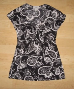 Top de punto Ann Taylor LOFT Sweetheart Queen Anne blanco y negro cachemira Empire XS - Imagen 1 de 6