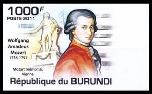 Burundi 2011 MNH Imperf, Mozart Memorial Vienne, Statue, Music - Picture 1 of 1
