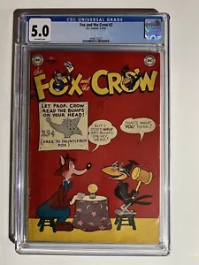 FOX AND THE CROW #2 DC COMICS GOLDEN AGE 1952 CLASSIFICATO CGC 5.0! SCARCE! - Foto 1 di 2