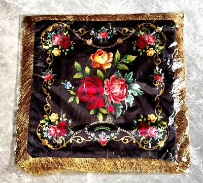 Decoration Michal Negrin Beautiful Black Velvet Pillow Cover  Colorful flowers. - Image 1 of 4